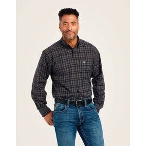 Ariat Pro Series Wilder Stretch Fitted Shirt XL Black Plaid Button Down
